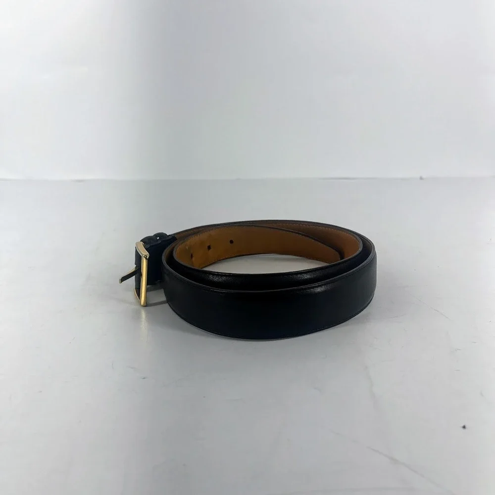 Gant Mens Black Glove Tanned Cowhide Leather Belt Gold Buckle Size 42 1515086‎